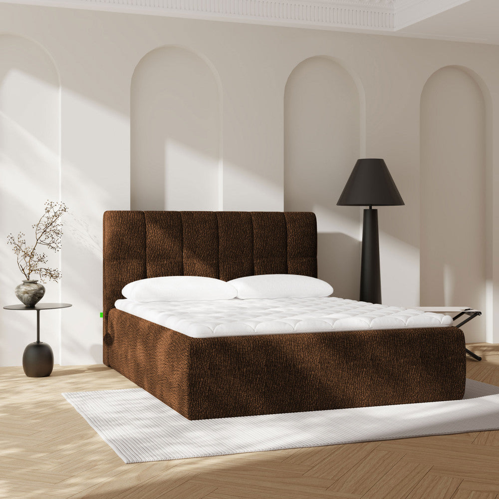 Air Nest - Complete Compressed Boxspring Bed - Fabric - Brown