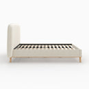 Lit double Modjo 160x200 cm en tissu gris/beige
