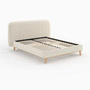 Lit double Modjo 160x200 cm en tissu gris/beige