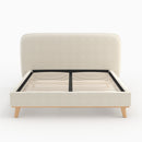 Lit double Modjo 160x200 cm en tissu gris/beige