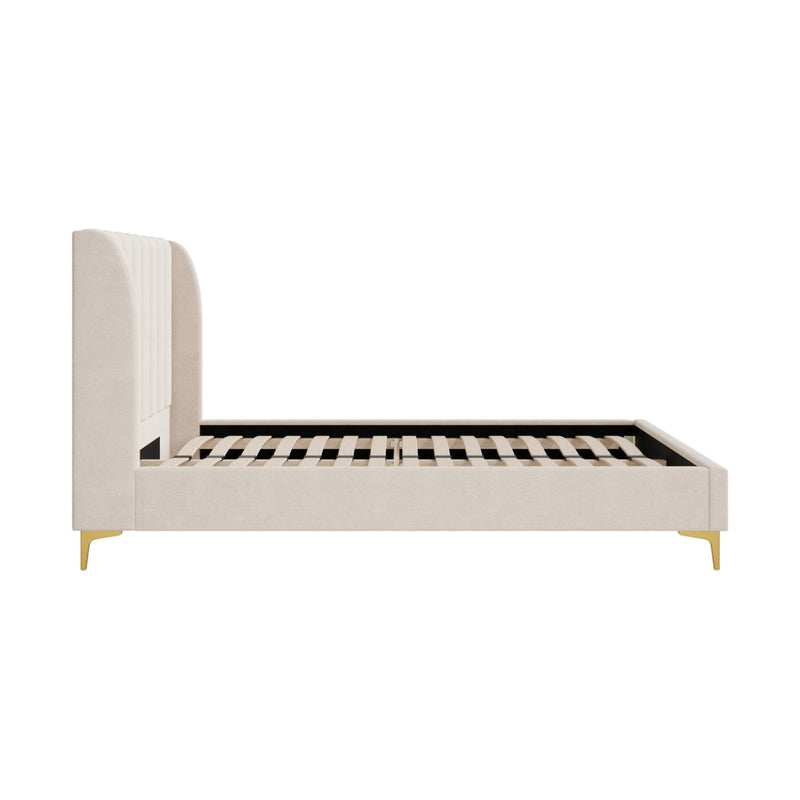 Lit double Koda 160x200 cm en tissu beige