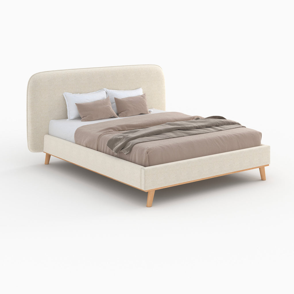 Modjo - Double Bed in Grey/Beige Fabric
