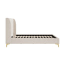 Lit double Koda 140x190 cm en tissu beige