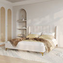 Lit double Koda 160x200 cm en tissu beige