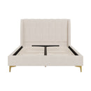 Lit double Koda 140x190 cm en tissu beige