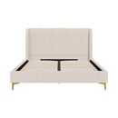 Lit double Koda 160x200 cm en tissu beige