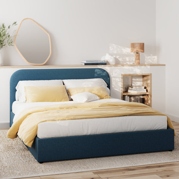 Tilly - Lit Double Avec Coffre En Tissu Bleu