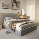 Lit double Tilly avec coffre 140x190 cm en tissu gris