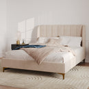 Lit double Koda 140x190 cm en tissu beige