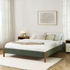 Lunor - Bed - Corduroy - Khaki Green