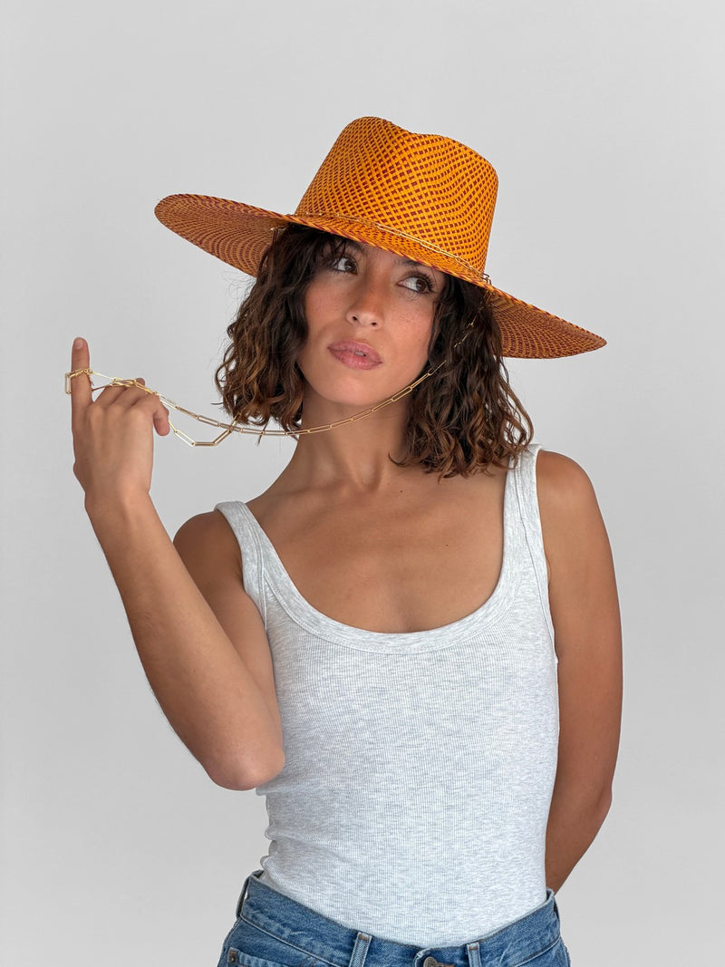 Livy Jr Straw Hat - Apricot Burgundy