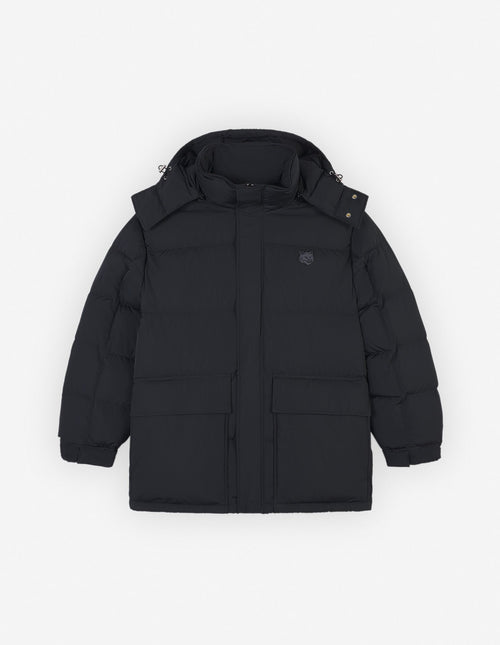 Hooded Puffer In Nylon With Bold Fox Head Patch - Black - Homme