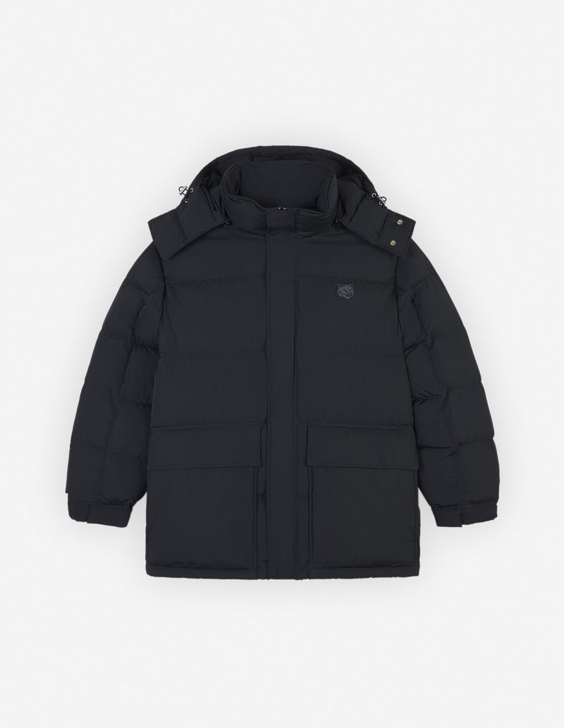 Hooded Puffer In Nylon With Bold Fox Head Patch - Black - Homme