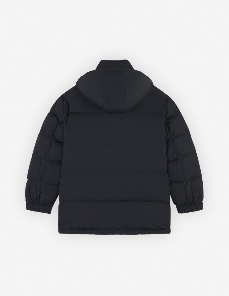 Hooded Puffer In Nylon With Bold Fox Head Patch - Black - Homme