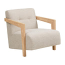 Lola - Armchair With Solid Oak Armrests - Textured Fabric - Beige