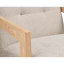 Lola - Armchair With Solid Oak Armrests - Textured Fabric - Beige