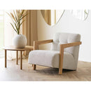 Lola - Armchair With Solid Oak Armrests - Textured Fabric - Beige