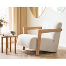 Lola - Armchair With Solid Oak Armrests - Textured Fabric - Beige