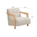 Lola - Armchair With Solid Oak Armrests - Textured Fabric - Beige