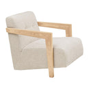 Lola - Armchair With Solid Oak Armrests - Textured Fabric - Beige
