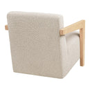 Lola - Armchair With Solid Oak Armrests - Textured Fabric - Beige