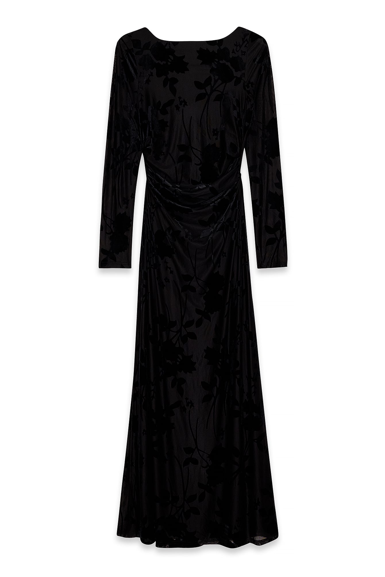 Robe Longue À Manches Longues Et Dos Ouvert Noir