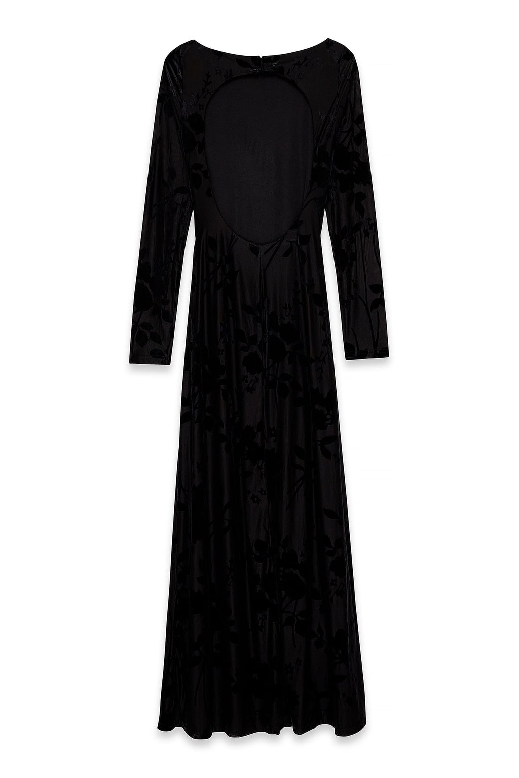 Robe Longue À Manches Longues Et Dos Ouvert Noir