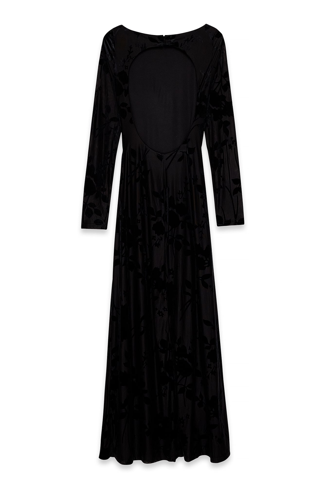 Robe Longue À Manches Longues Et Dos Ouvert Noir