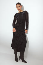 Robe Longue À Manches Longues Et Dos Ouvert Noir