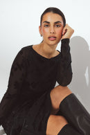Robe Longue À Manches Longues Et Dos Ouvert Noir