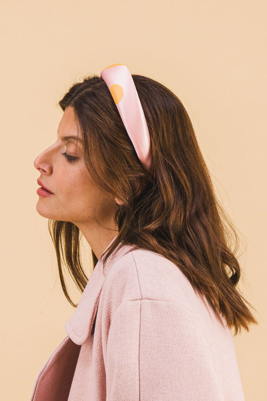 Sabrina Headband With Ocher Polka Dots
