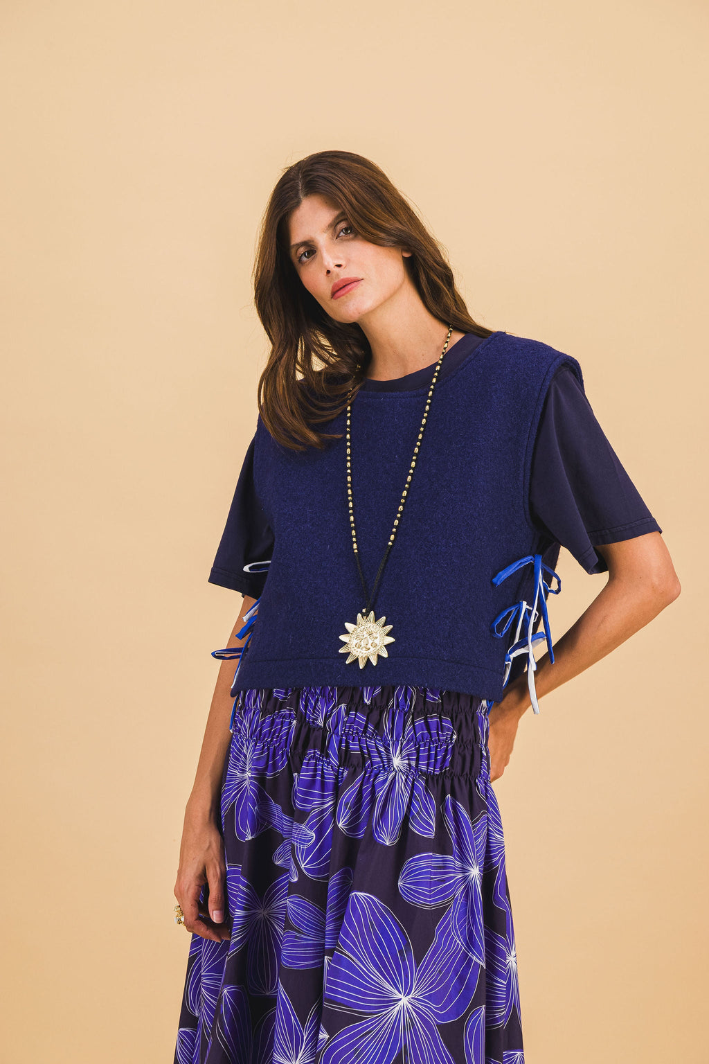 Top de lana azul marino Tiana