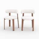 Lot de 2 chaises Aura en tissu texturé greige, pieds en métal effet bois