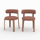 Lot de 2 chaises Aura en tissu texturé brun canelle, pieds en métal effet bois