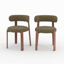 Lot de 2 chaises Aura en tissu texturé vert kaki, pieds en métal effet bois