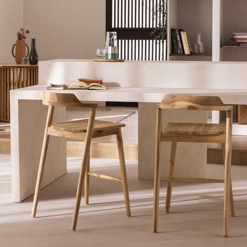 Joko - Lot De 2 Chaises De Bar - Teck - Bois