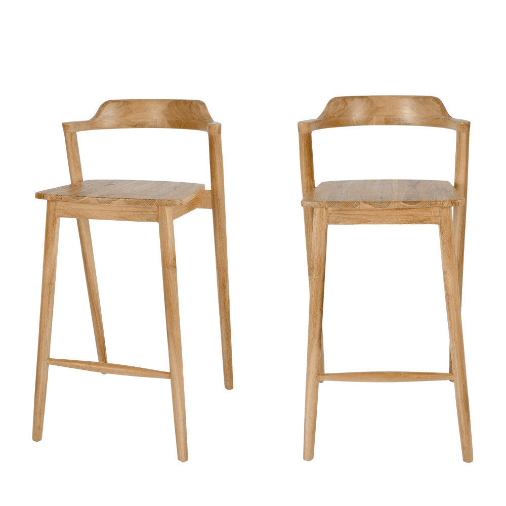 Joko - Lote de 2 sillas de bar - Teca - Madera