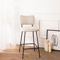 Vander - Set of 2 Bar Chairs - Fabric & Metal - Beige