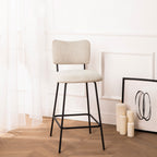 Vander - Set of 2 Bar Chairs - Fabric & Metal - Beige