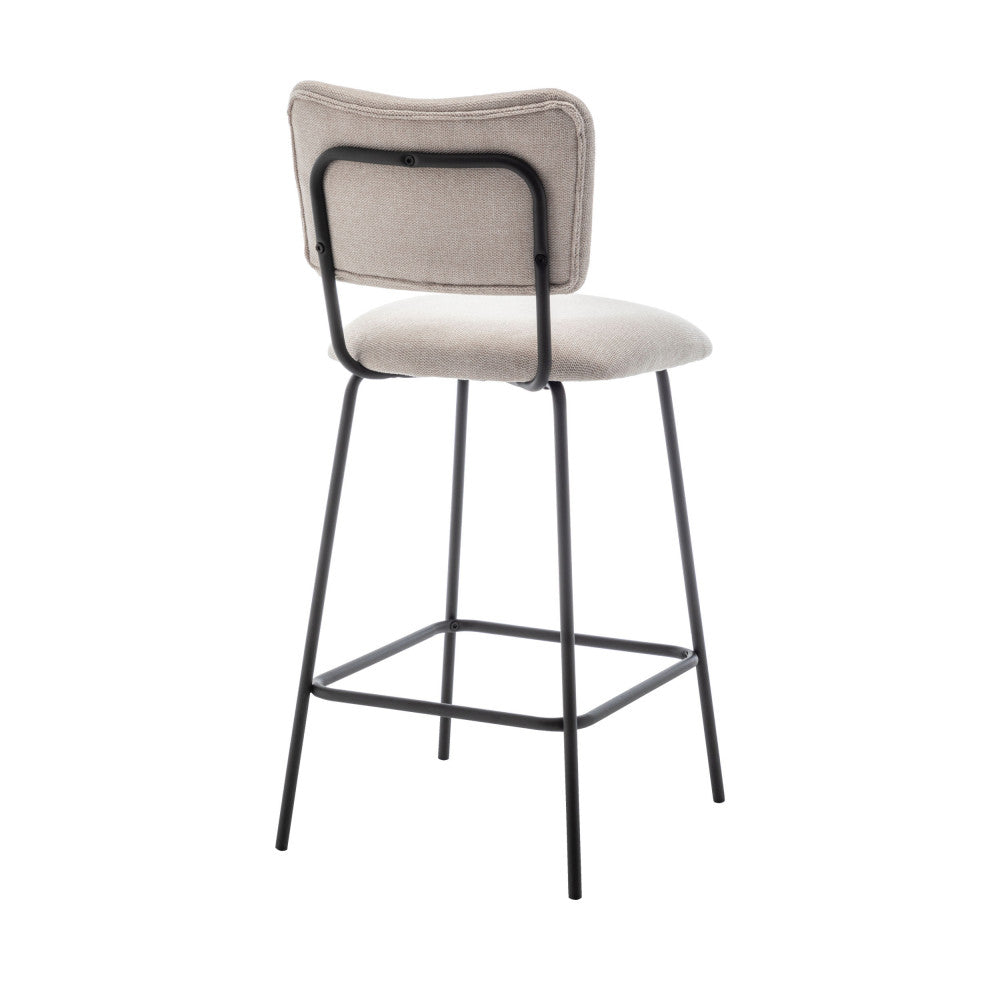Vander - Set of 2 Bar Chairs - Fabric & Metal - Beige