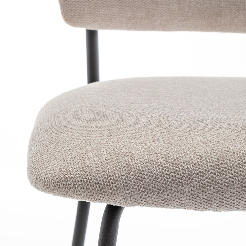 Vander - Set of 2 Bar Chairs - Fabric & Metal - Beige