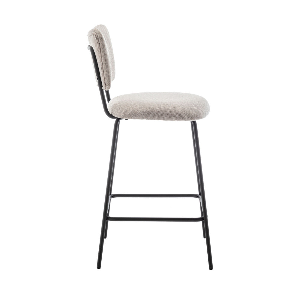 Vander - Set of 2 Bar Chairs - Fabric & Metal - Beige
