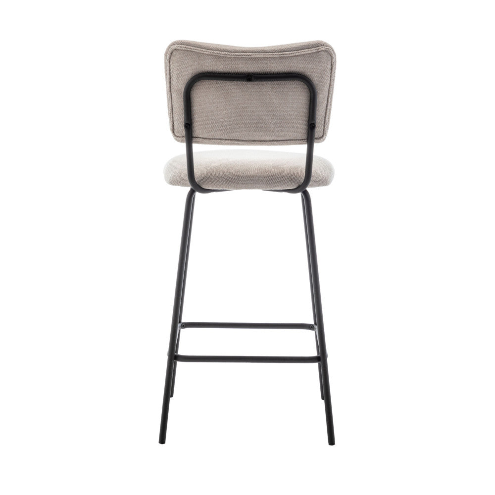 Vander - Set of 2 Bar Chairs - Fabric & Metal - Beige
