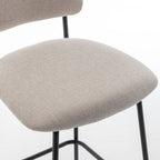 Vander - Set of 2 Bar Chairs - Fabric & Metal - Beige