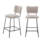 Vander - Set of 2 Bar Chairs - Fabric & Metal - Beige