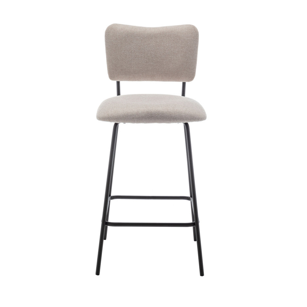 Vander - Set of 2 Bar Chairs - Fabric & Metal - Beige