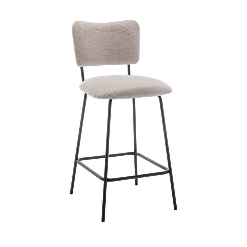 Vander - Set of 2 Bar Chairs - Fabric & Metal - Beige
