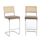 Skana - Lot De 2 Chaises De Bar - Velours Côtelé Pieds Chrome - Taupe