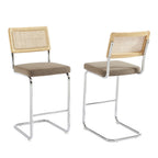 Skana - Lot De 2 Chaises De Bar - Velours Côtelé Pieds Chrome - Taupe