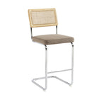 Skana - Lot De 2 Chaises De Bar - Velours Côtelé Pieds Chrome - Taupe